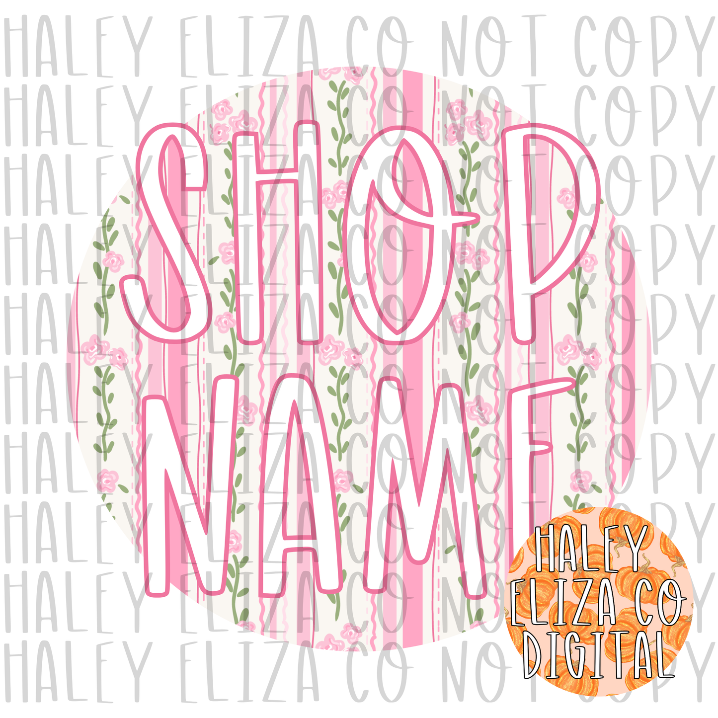 PRE-MADE ROSEY VINEYARD SHOP LOGO - PINK