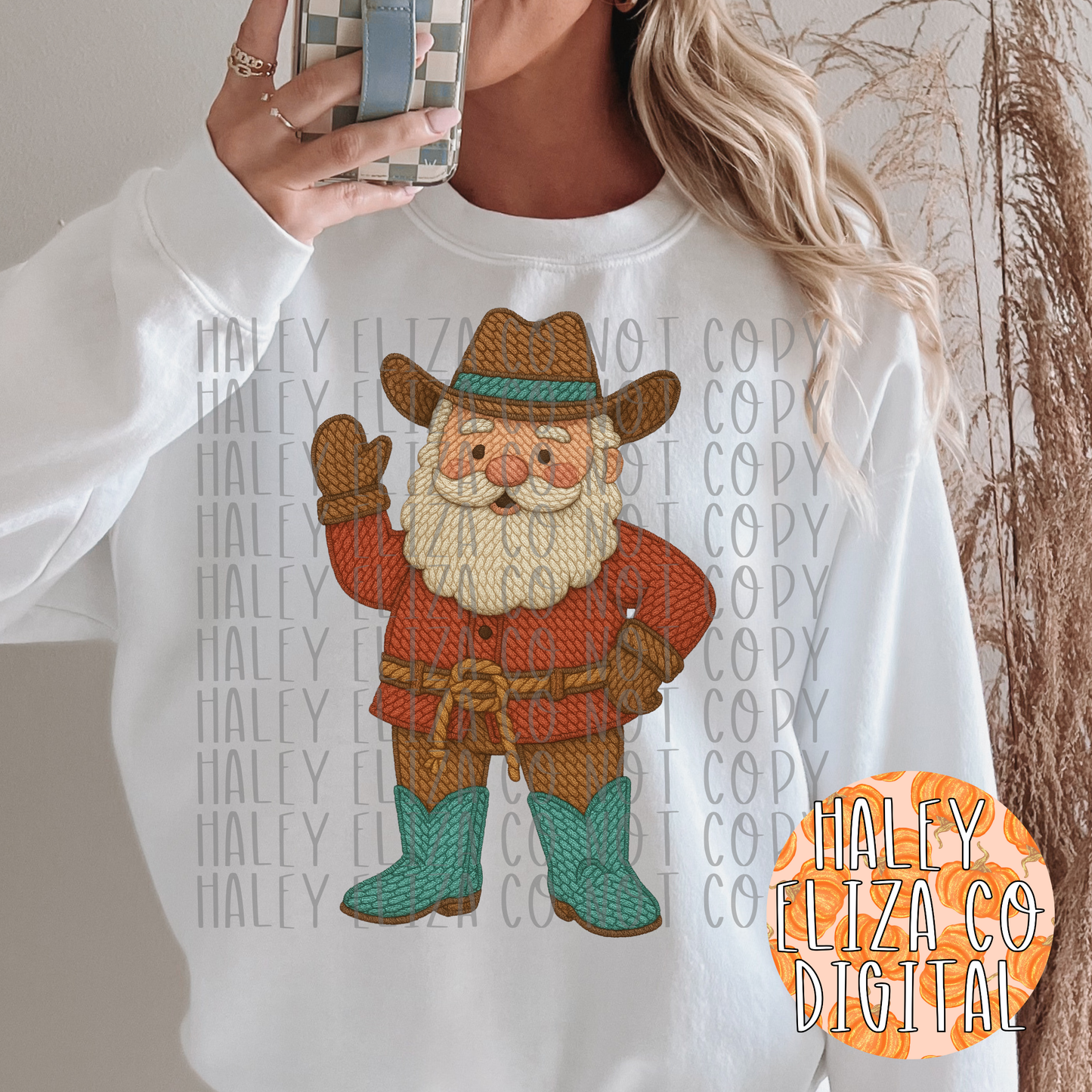 YARN COWBOY SANTA PNG or CLIPART