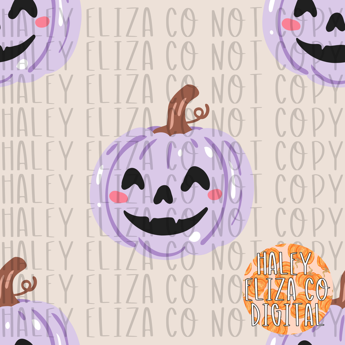 DOODLE PURPLE PUMPKINS FILE - TAN