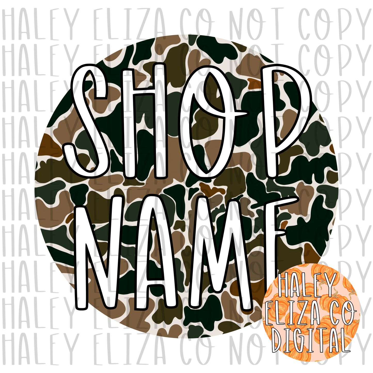PRE-MADE TRENDY RETRO DUCK CAMO SHOP LOGO