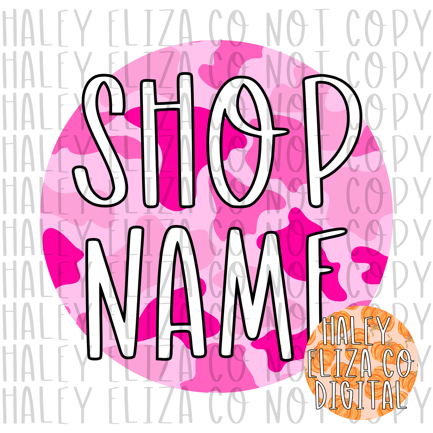 PRE-MADE HOT PINK CAMO SHOP LOGO