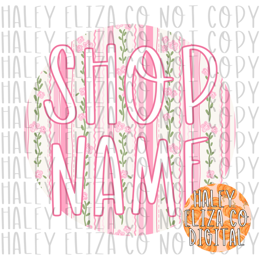 PRE-MADE ROSEY VINEYARD SHOP LOGO - PINK