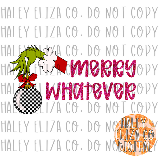 MERRY WHATEVER PNG  - GLITTER PINK