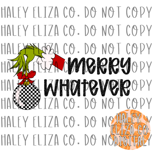 MERRY WHATEVER PNG  - GLITTER BLACK