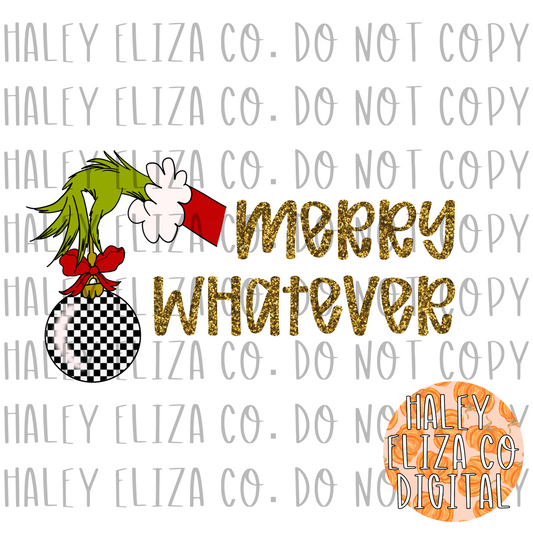 MERRY WHATEVER PNG  - GLITTER GOLD