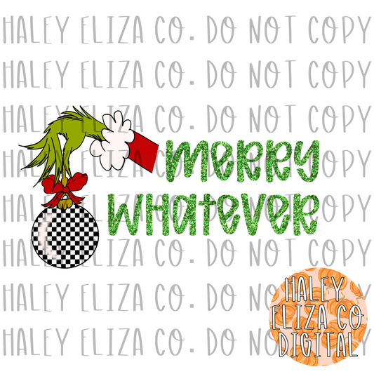 MERRY WHATEVER PNG  - GLITTER GREEN