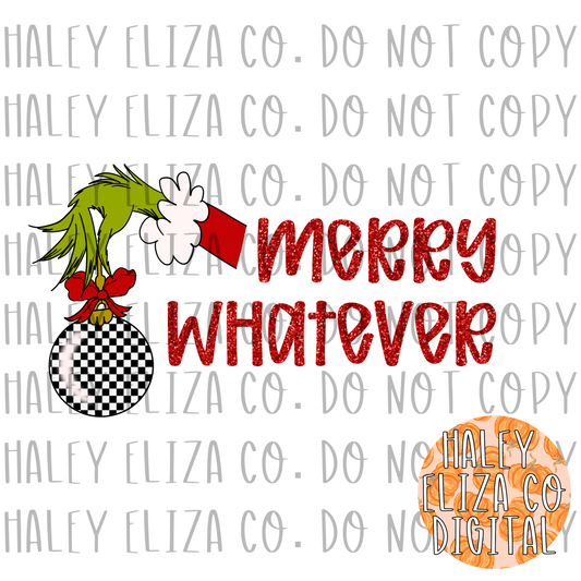 MERRY WHATEVER PNG  - GLITTER RED
