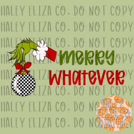 MERRY WHATEVER PNG - RED ON GREEN