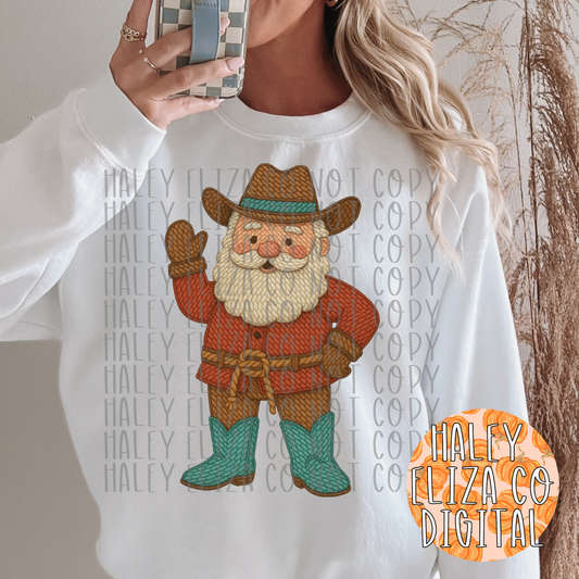 YARN COWBOY SANTA PNG or CLIPART