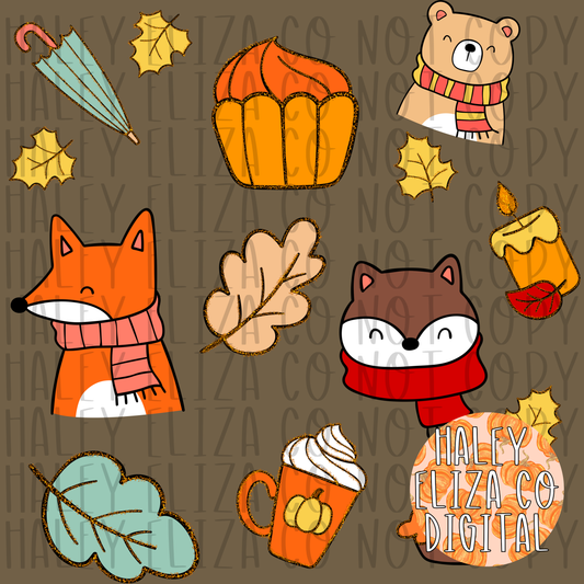 WOODLAND CREATURES FALL GLITTER SEAMLESS FILE