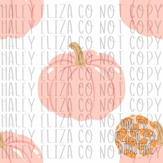 DOODLE PINK PUMPKIN SEAMLESS FILE - WHITE