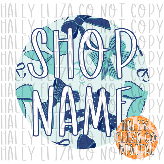 PRE-MADE BLUE AND BOWS SHOP LOGO