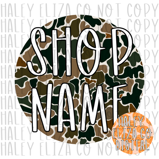 PRE-MADE TRENDY RETRO DUCK CAMO SHOP LOGO